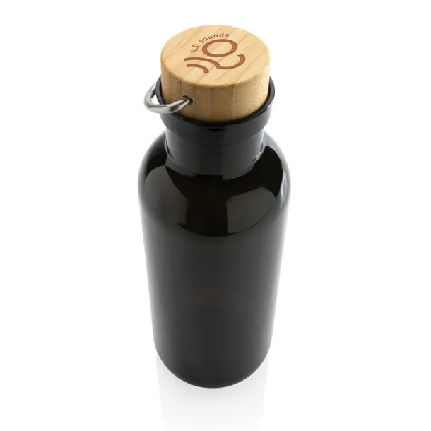  GRS RPET boca s poklopcem od FSC bambusa s ručkom, 680ml - XD Collection Crna