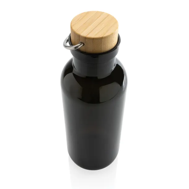  GRS RPET boca s poklopcem od FSC bambusa s ručkom, 680ml - XD Collection Crna
