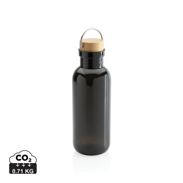  GRS RPET boca s poklopcem od FSC bambusa s ručkom, 680ml - XD Collection Crna