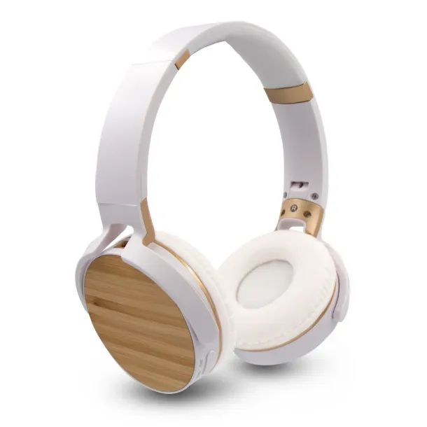 Foldable wireless headphones, bamboo details Bijela