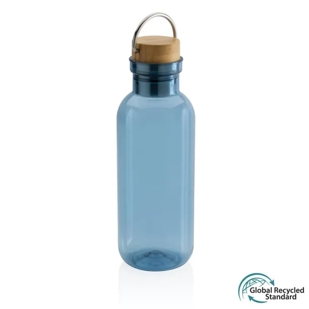  GRS RPET boca s poklopcem od FSC bambusa s ručkom, 680ml - XD Collection Plava