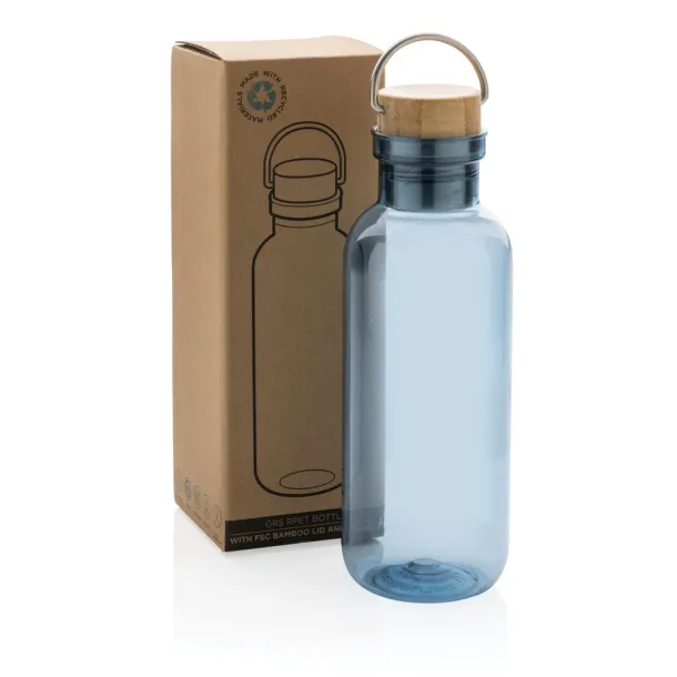  GRS RPET boca s poklopcem od FSC bambusa s ručkom, 680ml - XD Collection Plava