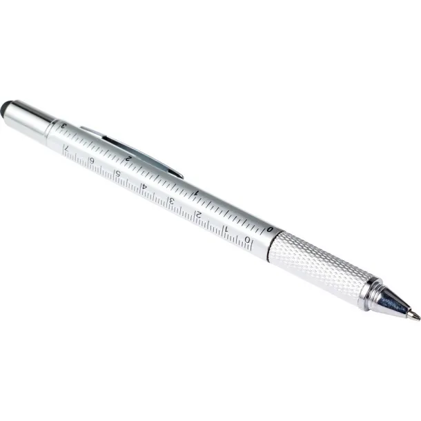  Multifunctional ball pen, touch pen, ruler, spirit level silver