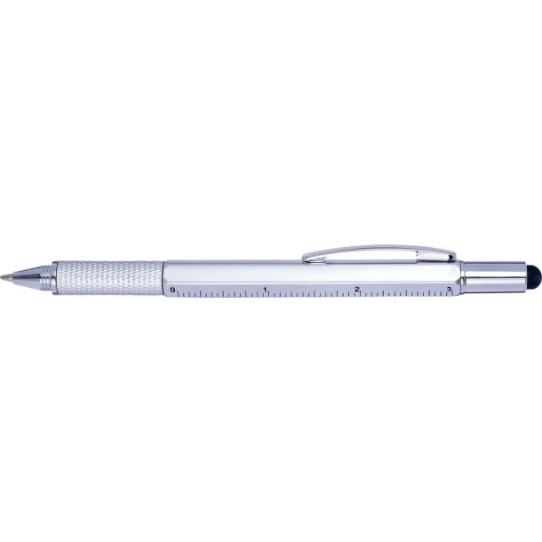  Multifunctional ball pen, touch pen, ruler, spirit level silver