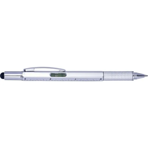  Multifunctional ball pen, touch pen, ruler, spirit level silver