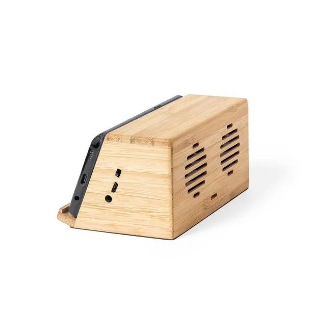  Bežični zvučnik 3W i bežični punjač 10W od bambusa light brown
