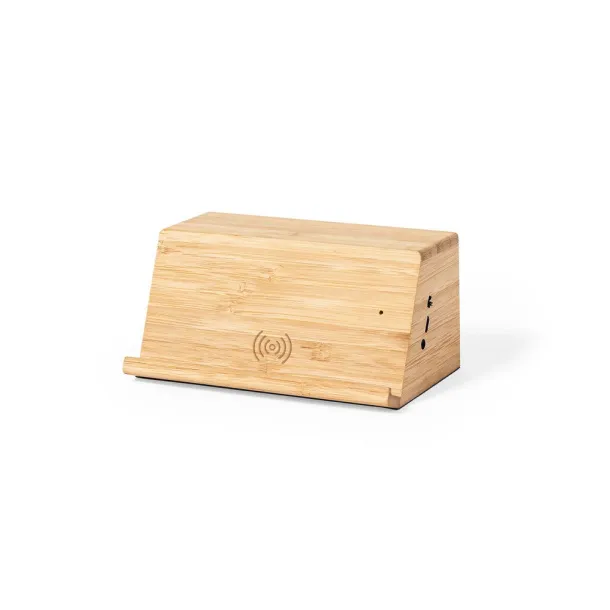  Bežični zvučnik 3W i bežični punjač 10W od bambusa light brown