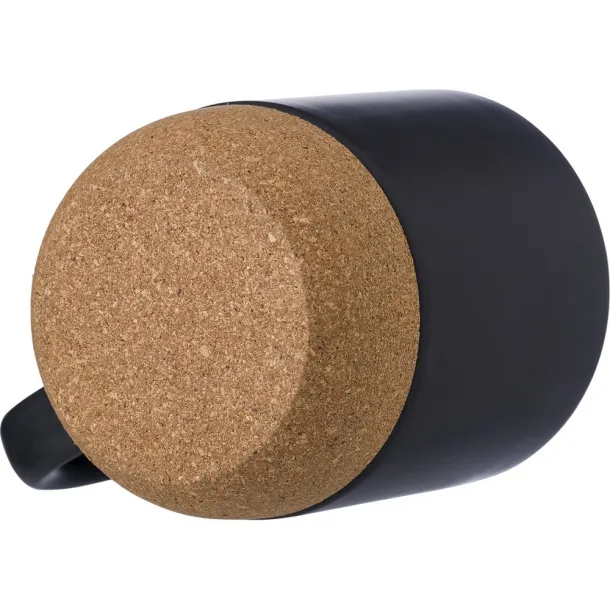  Ceramic mug 420 ml with cork detail Crna