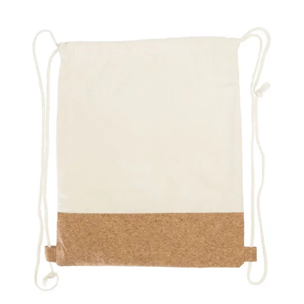 Rontay Cotton drawstring bag with cork element beige