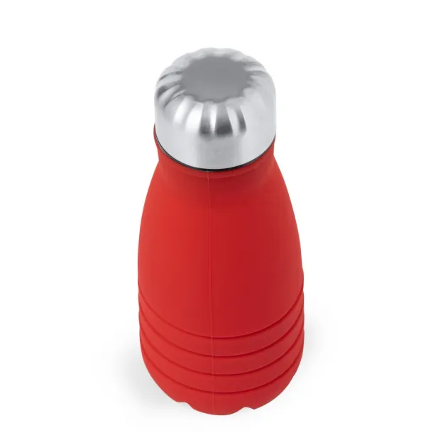  Foldable sports bottle 550 ml with carabiner clip Crvena