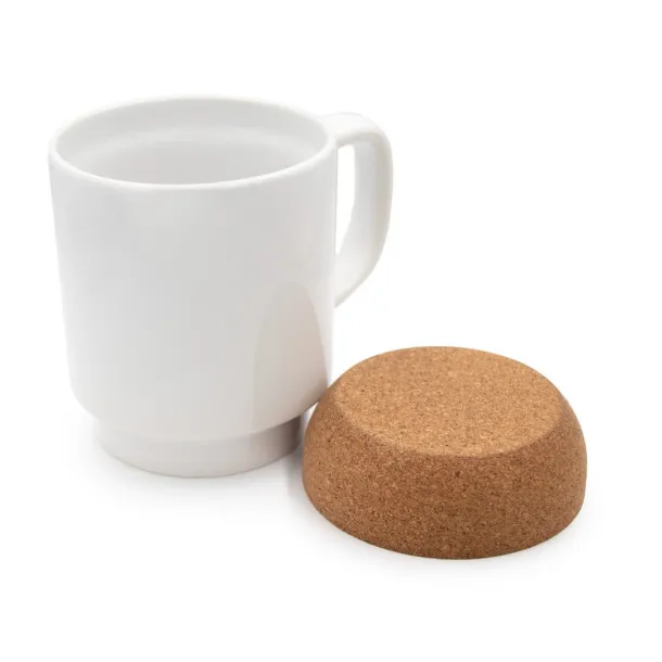  Ceramic mug 370 ml, cork detail Bijela