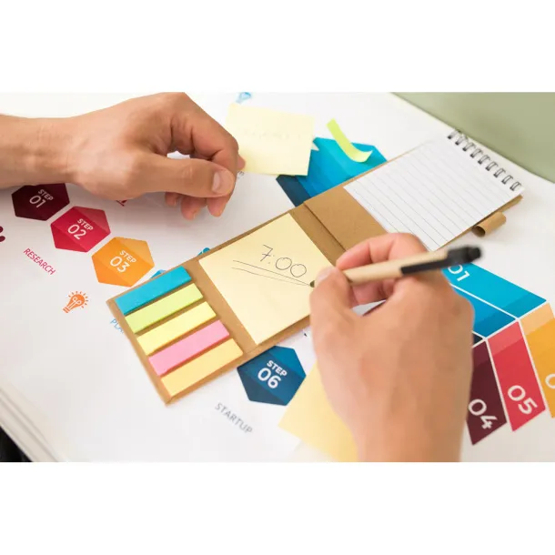 Madelyn Memo holder, notebook, ball pen, sticky notes Neutral