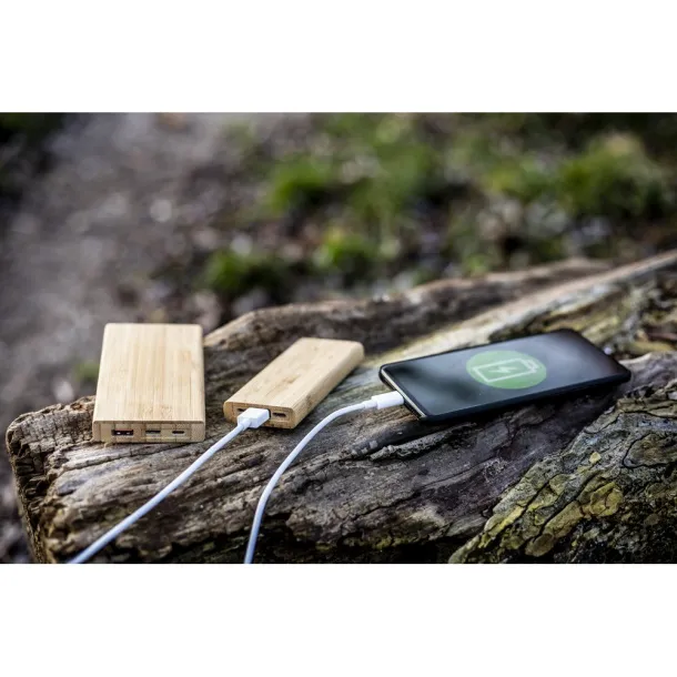  B'RIGHT prijenosna baterija od bambusa, 8 000 mAh wood