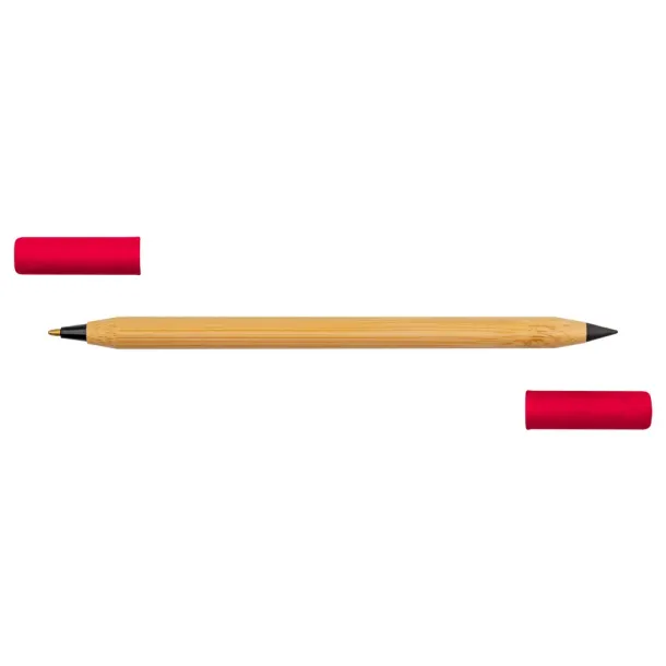 Mikayla Bamboo ball pen 2 in 1, "infinity" pencil Crvena