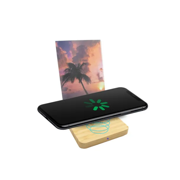  Bamboo wireless charger 10W, photo frame Neutral