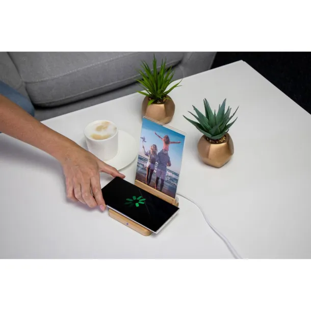  Bamboo wireless charger 10W, photo frame Neutral