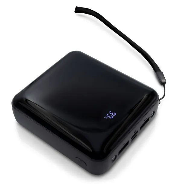  Prijenosna baterija s 3 kabela, 10 000 mAh Crna