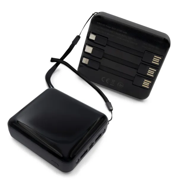  Power bank 10000 mAh, 3 charging cables included Crna