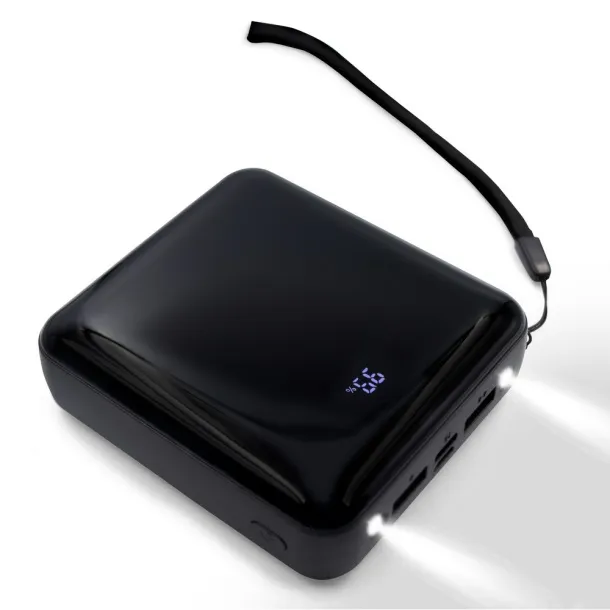  Prijenosna baterija s 3 kabela, 10 000 mAh Crna