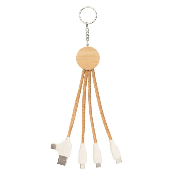 Antez Cork charging cable B'RIGHT, bamboo element, keyring Neutral
