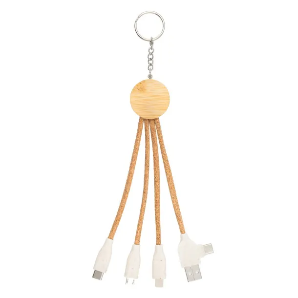 Antez Cork charging cable B'RIGHT, bamboo element, keyring Neutral