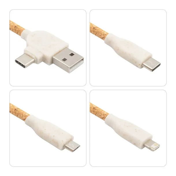 Antez Cork charging cable B'RIGHT, bamboo element, keyring Neutral