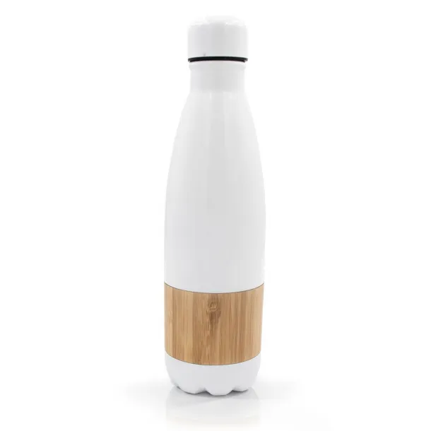  Thermo bottle 500 ml with bamboo detail Bijela
