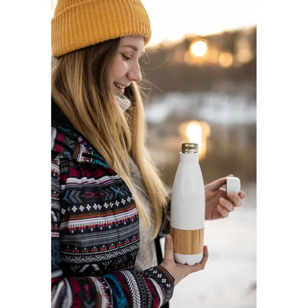  Thermo bottle 500 ml with bamboo detail Bijela