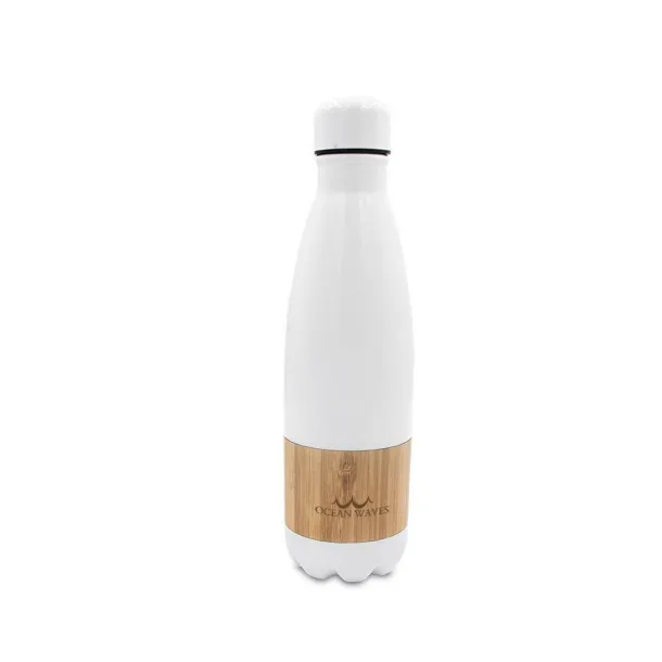  Thermo bottle 500 ml with bamboo detail Bijela