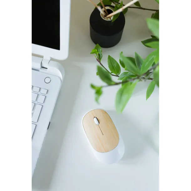 Judith Wireless computer mouse, bamboo detail Bijela