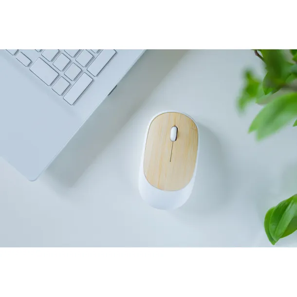 Judith Wireless computer mouse, bamboo detail Bijela