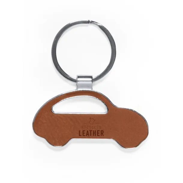  Keyring with front and back part made from recycled leather brown