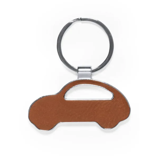  Keyring with front and back part made from recycled leather brown