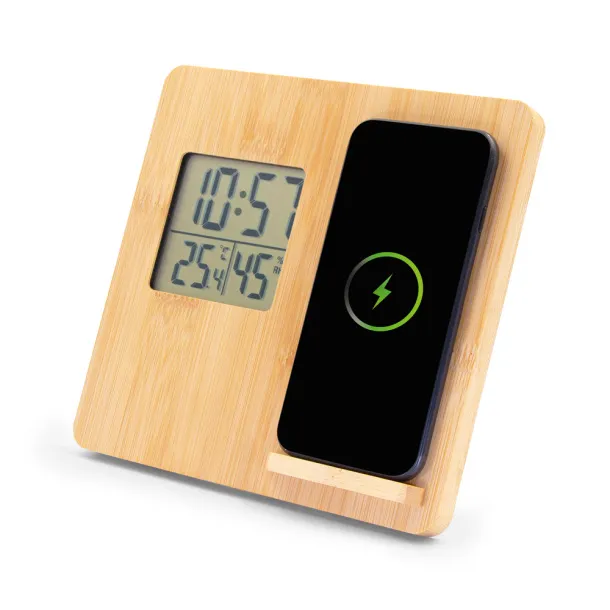  Bamboo wireless charger 10W, weather station light brown
