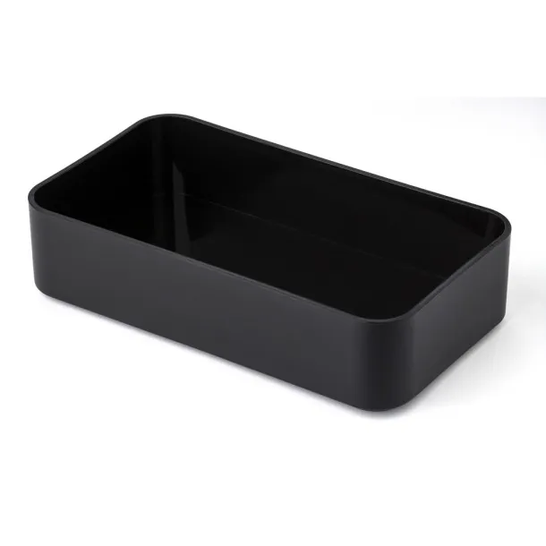  Lunch boxes, 2x400 ml, bamboo lid, cutlery Crna