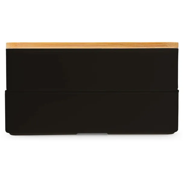  Lunch boxes, 2x400 ml, bamboo lid, cutlery Crna