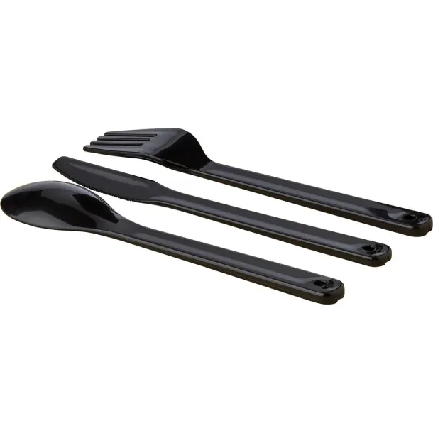  Lunch boxes, 2x400 ml, bamboo lid, cutlery Crna