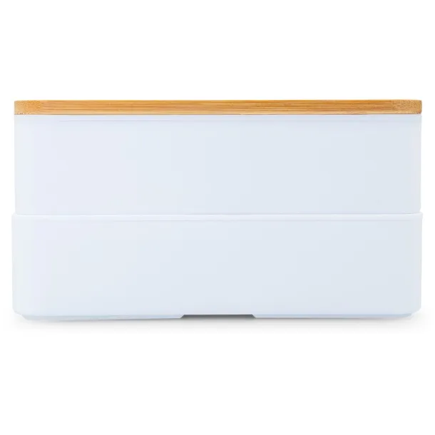  Lunch boxes, 2x400 ml, bamboo lid, cutlery Bijela