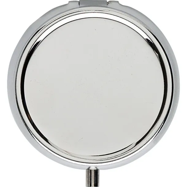  Metal pill box with 3 compartments, mirror silver