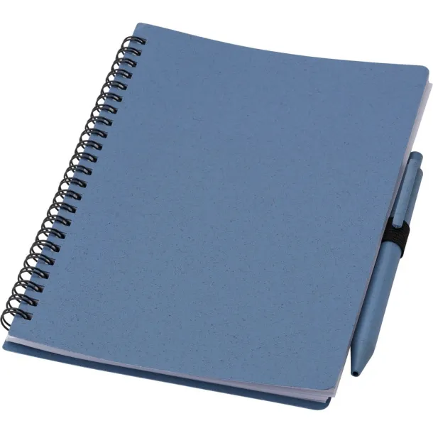  Wheat straw notebook approx. A5 with ball pen Plava