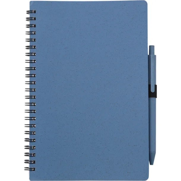  Wheat straw notebook approx. A5 with ball pen Plava