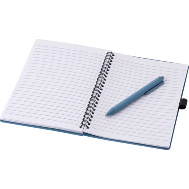  Wheat straw notebook approx. A5 with ball pen Plava