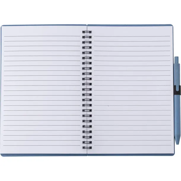  Wheat straw notebook approx. A5 with ball pen Plava