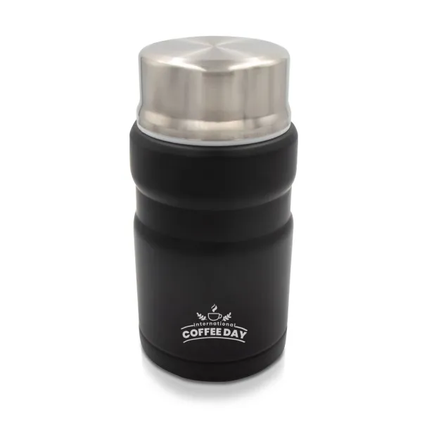  Thermo food container 650 ml with foldable spoon Air Gifts Crna