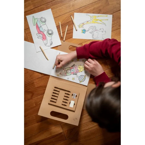  Colouring set, colouring pencils, pencil sharpener and eraser Neutral