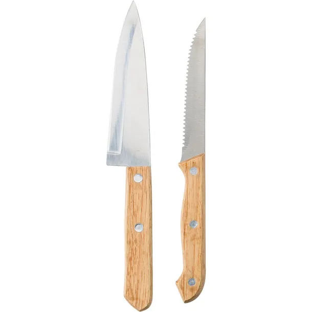  Bamboo knife set brown