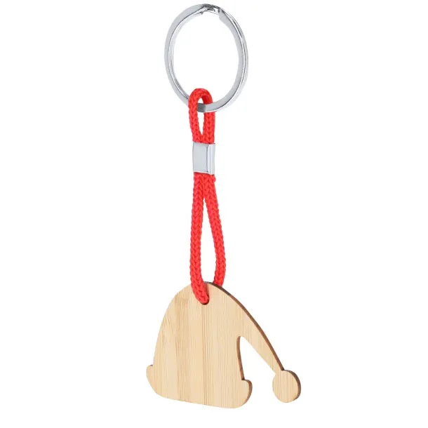  Bamboo keyring, Christmas pattern wood