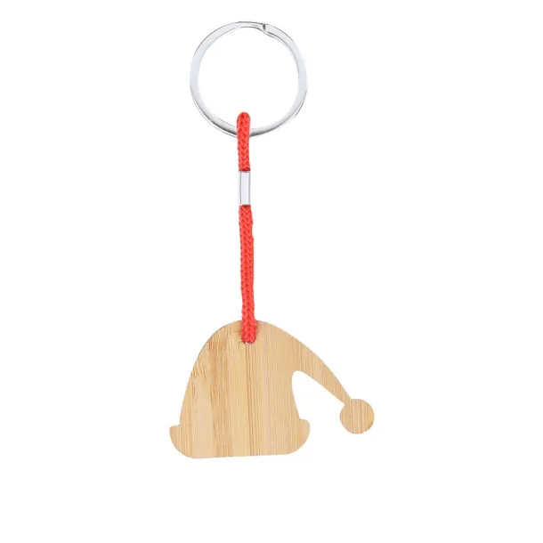  Bamboo keyring, Christmas pattern wood