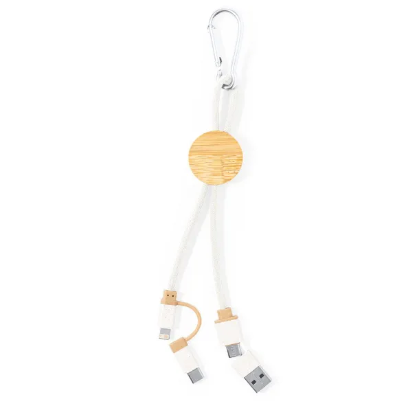  Wheat straw and cotton charging cable with carabiner clip, bamboo element Neutral