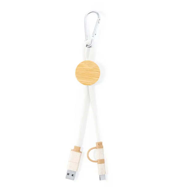  Wheat straw and cotton charging cable with carabiner clip, bamboo element Neutral